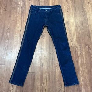 CellBlock 13 Skinny Jeans w/ Faux Leather Trim